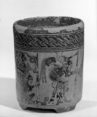 Maya. <em>Jar</em>, ca. 500-700. Ceramic, pigment, 6 x 5 x 5 in. (15.2 x 12.7 x 12.7 cm). Brooklyn Museum, A. Augustus Healy Fund, 35.650. Creative Commons-BY (Photo: Brooklyn Museum, 35.650_view1_acetate_bw.jpg)