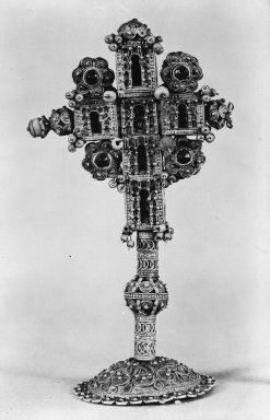 Byzantine. <em>Cross</em>, 17th century (possibly). Wood, 7 1/2 x 3 15/16 in. (19 x 10 cm). Brooklyn Museum, Frank L. Babbott Fund and Henry L. Batterman Fund, 36.198. Creative Commons-BY (Photo: Brooklyn Museum, 36.198_acetate_bw.jpg)