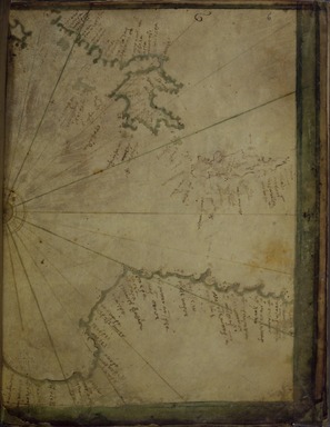 Greek. <em>Map: The Central Mediterranean</em>, mid-16th century. Parchment, Sheet: 7 7/8 x 12 in. (20 x 30.5 cm). Brooklyn Museum, Frank L. Babbott Fund and Henry L. Batterman Fund, 36.203.3 (Photo: Brooklyn Museum, 36.203.3_left.jpg)