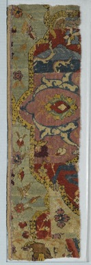  <em>"Angel" Carpet Fragment</em>, 16th century. Wool and silk pile, asymmetrical knot, 22 1/2 x 6 5/8 in. (57.2 x 16.8 cm). Brooklyn Museum, Gift of Herbert L. Pratt in memory of his wife, Florence Gibb Pratt, 36.213b. Creative Commons-BY (Photo: Brooklyn Museum, 36.213b_PS2.jpg)