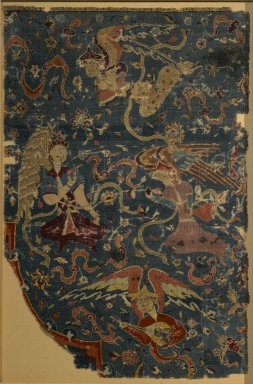  <em>Carpet Fragment depicting Angels</em>, early 16th century. Wool and silk pile, asymmetrical knot, 39 3/8 x 26 in. (100 x 66 cm). Brooklyn Museum, Gift of Herbert L. Pratt in memory of his wife, Florence Gibb Pratt, 36.213g. Creative Commons-BY (Photo: Brooklyn Museum, 36.213g_PS2.jpg)