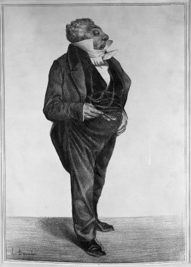 Honoré Daumier (French, 1808-1879). <em>Ch. Guillaurne Etienne</em>, June 13, 1833. Lithograph on paper, Sheet: 17 9/16 x 10 5/16 in. (44.6 x 26.2 cm). Brooklyn Museum, Anonymous gift, 36.217 (Photo: Brooklyn Museum, 36.217_acetate_bw.jpg)