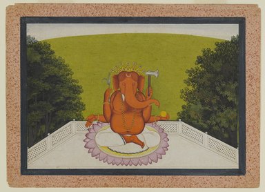 Indian. <em>Ganesha</em>, ca. 1775–1800. Opaque watercolor on paper, sheet: 8 3/16 x 11 5/16 in.  (20.8 x 28.7 cm). Brooklyn Museum, Gift of Dr. Ananda K. Coomaraswamy, 36.242 (Photo: Brooklyn Museum, 36.242_PS4.jpg)