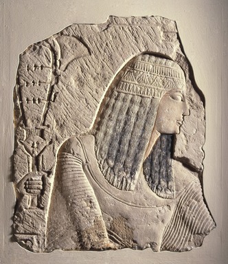  <em>Relief of a Nobleman</em>, ca. 1295-1070 B.C.E. Limestone, pigment, 20 3/16 x 17 1/4 in. (51.3 x 43.8 cm). Brooklyn Museum, Charles Edwin Wilbour Fund, 36.261. Creative Commons-BY (Photo: Brooklyn Museum, 36.261_SL1.jpg)