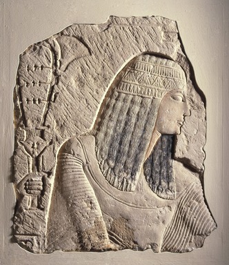  <em>Relief of a Nobleman</em>, ca. 1295-1070 B.C.E. Limestone, pigment, 20 1/2 × 17 × 2 1/2 in. (52.1 × 43.2 × 6.4 cm). Brooklyn Museum, Charles Edwin Wilbour Fund, 36.261. Creative Commons-BY (Photo: Brooklyn Museum, 36.261_SL1.jpg)