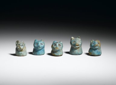 <em>Lion-Headed Gaming Piece, 1 of 5</em>, ca. 1938-1630 B.C.E. Faience, 1 x 13/16 in. (2.5 x 2.1 cm). Brooklyn Museum, Charles Edwin Wilbour Fund, 36.3.4. Creative Commons-BY (Photo: , 36.3.1_36.3.2_36.3.3_36.3.4_36.3.5_front_PS2.jpg)
