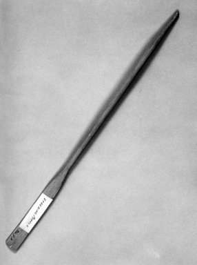 Native Alaskan. <em>Model of Steering Paddle</em>, 1900-1930. Wood, 14 1/4 x 5/8 x 1/4 in. (36.2 x 1.6 x 0.6 cm). Brooklyn Museum, Gift of Frank K. Fairchild, 36.93. Creative Commons-BY (Photo: Brooklyn Museum, 36.93_bw.jpg)