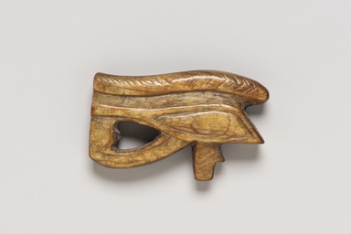  <em>Wadjet-eye Amulet</em>, ca. 1539-1075 B.C.E. Schist (probably), 7/8 x 1 7/16 x 1/4 in. (2.3 x 3.6 x 0.6 cm). Brooklyn Museum, Charles Edwin Wilbour Fund, 37.1287E. Creative Commons-BY (Photo: Brooklyn Museum, 37.1287E_top_PS20.jpg)