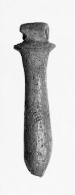  <em>Column Amulet</em>. Faience, 1 11/16 x 1/2 in. (4.3 x 1.2 cm). Brooklyn Museum, Charles Edwin Wilbour Fund, 37.1310E. Creative Commons-BY (Photo: Brooklyn Museum, 37.1310E_GRP-A_glass_bw_SL1.jpg)