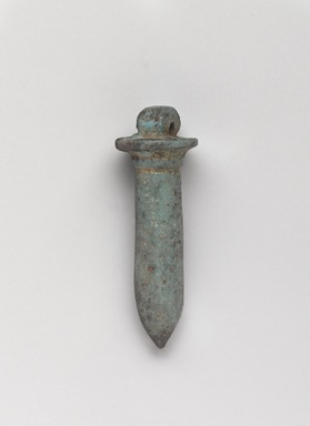  <em>Column Amulet (Wadj)</em>, 664–343 B.C.E. Faience, 1 3/8 × 1/2 in. (3.5 × 1.2 cm). Brooklyn Museum, Charles Edwin Wilbour Fund, 37.1311E. Creative Commons-BY (Photo: , 37.1311E_PS9.jpg)