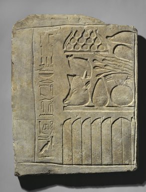 Egyptian. <em>Relief of Offering Table</em>, ca. 2008-1630 B.C.E. and ca.760-656 B.C.E. Limestone, 20 3/4 x 16 1/2 x 1 3/4 in., 32.5 lb. (52.7 x 41.9 x 4.4 cm, 14.74kg). Brooklyn Museum, Charles Edwin Wilbour Fund, 37.1355E. Creative Commons-BY (Photo: Brooklyn Museum, 37.1355E_view1_PS1.jpg)