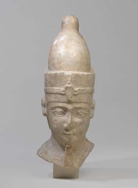  <em>Head of a King (perhaps Ptolemy XII)</em>, 4th–1st century B.C.E. Limestone, 15 1/4 x 5 1/2 x 14 1/4 in. (38.7 x 14 x 36.2 cm). Brooklyn Museum, Charles Edwin Wilbour Fund, 37.1489E. Creative Commons-BY (Photo: Brooklyn Museum, 37.1489E_PS9.jpg)