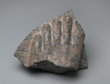  <em>Fragment of the Left Foot of a Royal Statue</em>, ca. 1292-1190 B.C.E. Red granite, 6 7/8 x 9 7/16 x 8 1/4 in. (17.5 x 24 x 21 cm). Brooklyn Museum, Charles Edwin Wilbour Fund, 37.1490E. Creative Commons-BY (Photo: Brooklyn Museum, 37.1490E_front_PS2.jpg)