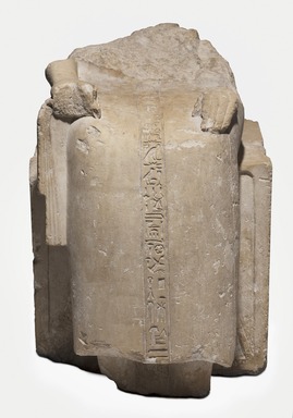  <em>Fragment of Seated Statue</em>, ca. 1539-1292 B.C.E. Limestone, 17 11/16 × 12 × 16 15/16 in. (45 × 30.5 × 43 cm). Brooklyn Museum, Charles Edwin Wilbour Fund, 37.1512E. Creative Commons-BY (Photo: Brooklyn Museum, 37.1512E_overall_PS11.jpg)