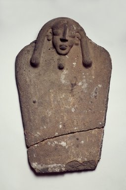 Aramaic. <em>Lid of a Sarcophagus</em>, ca. 664-332 B.C.E. Terracotta, pigment, 35 x 23 x 5 in. (88.9 x 58.4 x 12.7 cm). Brooklyn Museum, Charles Edwin Wilbour Fund, 37.1517E. Creative Commons-BY (Photo: Brooklyn Museum, 37.1517E_front_SL3.jpg)