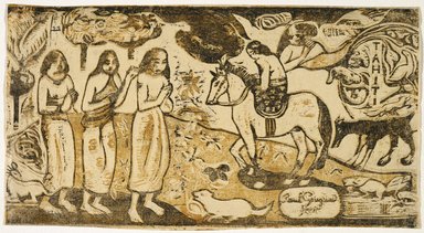 Paul Gauguin (French, 1848-1903). <em>Change of Residence (Changement de Residence)</em>, 1899. Woodcut on Eastern laid paper adhered overall to wove paper, Image: 6 9/16 x 12 1/8 in. (16.7 x 30.8 cm). Brooklyn Museum, By exchange, 37.152 (Photo: Brooklyn Museum, 37.152_SL1.jpg)