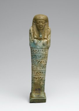  <em>Shabty of Psamtek</em>, 664-525 B.C.E. Faience, 7 1/16 x 1 3/4 x 1 1/4 in. (18 x 4.4 x 3.1 cm). Brooklyn Museum, Charles Edwin Wilbour Fund, 37.164E. Creative Commons-BY (Photo: Brooklyn Museum, 37.164E_front_PS2.jpg)