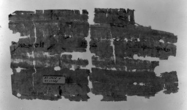  <em>Papyrus Fragments Inscribed in Demotic</em>, 1st–2nd century C.E. Papyrus, ink, Glass: 7 1/8 x 11 5/8 in. (18.1 x 29.5 cm). Brooklyn Museum, Charles Edwin Wilbour Fund, 37.1797E (Photo: Brooklyn Museum, 37.1797E_negB_bw_IMLS.jpg)