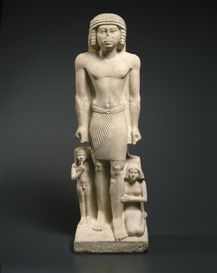  <em>Irukaptah and his Family</em>, ca. 2455–2425 B.C.E. Limestone, pigment, 29 × 10 × 9 1/2 in., 60 lb. (73.7 × 25.4 × 24.1 cm, 27.22kg). Brooklyn Museum, Charles Edwin Wilbour Fund, 37.17E. Creative Commons-BY (Photo: Brooklyn Museum, 37.17E_SL1.jpg)