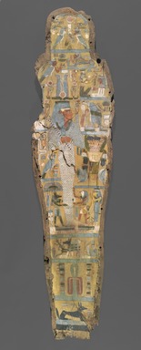  <em>Painted Coffin Interior</em>, ca. 1070-945 B.C.E. Wood, pigment, 17 1/4 x 1 1/2 x 70 3/4 in. (43.8 x 3.8 x 179.7 cm). Brooklyn Museum, Charles Edwin Wilbour Fund, 37.1810E. Creative Commons-BY (Photo: Brooklyn Museum, 37.1810E_PS1.jpg)