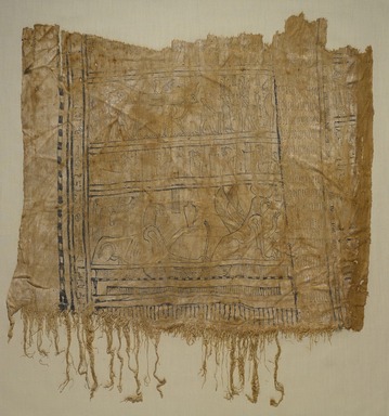  <em>Funerary Shroud</em>, 1st century B.C.E. or later. Linen, pigment, gold leaf, 37.1815Ea: 16 15/16 x 19 5/16 in. (43 x 49 cm). Brooklyn Museum, Charles Edwin Wilbour Fund, 37.1815Ea-b. Creative Commons-BY (Photo: Brooklyn Museum, 37.1815Ea_PS9.jpg)