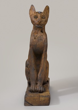  <em>Cat (Bastet)</em>, 305 B.C.E.–1st century C.E. Wood (most likely sycamore fig - Ficus sycomorus L.), gold leaf, gesso, bronze, copper, pigment, rock crystal, glass, 26 3/8 x 7 1/4 x 19 in. (67 x 18.4 x 48.3 cm). Brooklyn Museum, Charles Edwin Wilbour Fund, 37.1945E. Creative Commons-BY (Photo: Brooklyn Museum, 37.1945E_PS9.jpg)