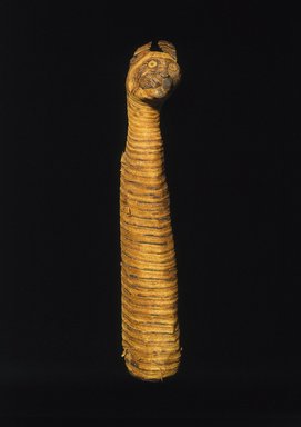  <em>Cat Mummy</em>, 750–400 B.C.E. Animal remains, linen, pigment, 5 1/2 × 3 3/4 × 24 1/2 in. (14 × 9.5 × 62.2 cm). Brooklyn Museum, Charles Edwin Wilbour Fund, 37.1988E. Creative Commons-BY (Photo: Brooklyn Museum, 37.1988E_SL1.jpg)