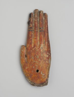  <em>Right Hand from an Anthropoid Coffin</em>, 1292-945 B.C.E. Wood, cartonnage, pigment, 3 7/16 x 7/8 x 8 11/16 in. (8.7 x 2.3 x 22 cm). Brooklyn Museum, Charles Edwin Wilbour Fund, 37.2041.6E. Creative Commons-BY (Photo: Brooklyn Museum, 37.2041.6E_PS2.jpg)
