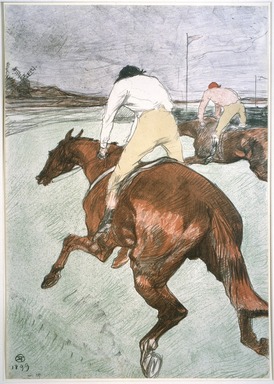 Henri de Toulouse-Lautrec (Albi, France, 1864–1901, Saint–André–du–Bois, France). <em>The Jockey (Le Jockey)</em>, 1899. Color lithograph on China paper, 20 1/4 x 14 1/8 in. (51.5 x 36.0 cm). Brooklyn Museum, Brooklyn Museum Collection, 37.20 (Photo: Brooklyn Museum, 37.20_SL1.jpg)