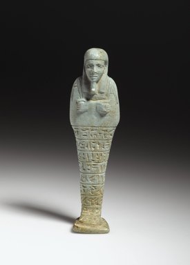  <em>Shabty of the Chief Steward Pedi-neit</em>, 595-589 B.C.E. Faience, 5 3/8 x 1 1/2 x 1 1/8 in. (13.7 x 3.8 x 2.9 cm). Brooklyn Museum, Charles Edwin Wilbour Fund, 37.212E. Creative Commons-BY (Photo: Brooklyn Museum, 37.212E_front_PS2.jpg)