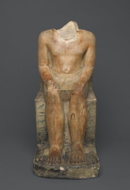  <em>Seated Statue of Nakhtsaes</em>, ca. 2371–2298 B.C.E. Limestone, pigment, 24 1/2 x 10 1/4 x 16 3/4 in. (62.2 x 26 x 42.5 cm). Brooklyn Museum, Charles Edwin Wilbour Fund, 37.22E. Creative Commons-BY (Photo: Brooklyn Museum, 37.22E_front_PS1.jpg)