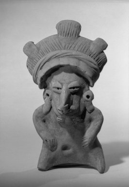  <em>Female Figurine</em>. Ceramic, 4 1/4 x 2 1/2 x 7 3/4 in. (10.8 x 6.4 x 19.7 cm). Brooklyn Museum, 37.256. Creative Commons-BY (Photo: Brooklyn Museum, 37.256_acetate_bw.jpg)
