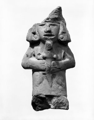  <em>Figurine of Woman Holding Four-Legged Animal</em>. Ceramic Brooklyn Museum, 37.273. Creative Commons-BY (Photo: Brooklyn Museum, 37.273_bw.jpg)