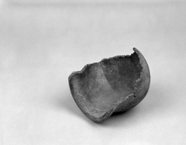 Native American (unidentified). <em>Fragment of  Blackenware Bowl</em>. pottery, 5 1/4 x 5 x 5 in.  (13.3 x 12.7 x 12.7 cm). Brooklyn Museum, Frank Sherman Benson Fund and the Henry L. Batterman Fund, 37.2818PA. Creative Commons-BY (Photo: Brooklyn Museum, 37.2818PA_bw.jpg)