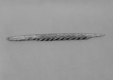 Possibly Eskimo. <em>Harpoon Point</em>. Bone, 11 x 3/4 x 3/8 in. or (28.0 x 2.0 cm). Brooklyn Museum, Frank Sherman Benson Fund and the Henry L. Batterman Fund, 37.2936PA. Creative Commons-BY (Photo: Brooklyn Museum, 37.2936PA_bw.jpg)