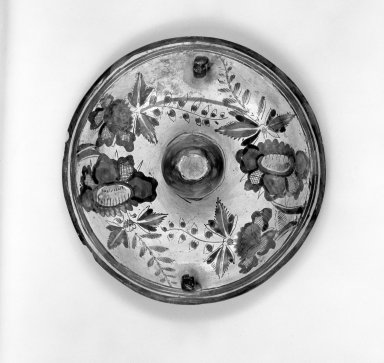 Tonala. <em>Lid</em>, 19th century. Putty colored pottery, 3 x 6 7/16 x 6 3/8 in. (7.6 x 16.4 x 16.2 cm). Brooklyn Museum, Frank Sherman Benson Fund and the Henry L. Batterman Fund, 37.2964PA. Creative Commons-BY (Photo: Brooklyn Museum, 37.2964PA_bw.jpg)