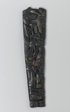 Haida. <em>Carved Pipe</em>, early 19th century. Argillite, pigment traces, 11 7/16 x 4 1/8 x 3/4 in. (29.1 x 10.5 x 1.9 cm). Brooklyn Museum, Frank Sherman Benson Fund and the Henry L. Batterman Fund, 37.2982PA. Creative Commons-BY (Photo: Brooklyn Museum, 37.2982PA_side1_PS1.jpg)