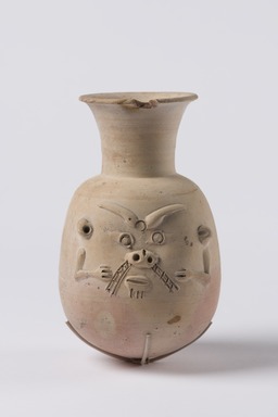  <em>Bes Jar</em>, 522–332 b.c.e. Clay, slip, 6 3/4 × Diam. 4 1/8 in. (17.2 × 10.4 cm). Brooklyn Museum, Charles Edwin Wilbour Fund, 37.328E. Creative Commons-BY (Photo: Brooklyn Museum, 37.328E_overall_PS22.jpg)