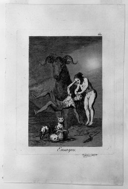 Francisco de Goya y Lucientes (Spanish, 1746-1828). <em>Trials (Ensayos)</em>, 1797-1798. Etching and aquatint on laid paper, Sheet: 11 7/8 x 8 in. (30.2 x 20.3 cm). Brooklyn Museum, A. Augustus Healy Fund, Frank L. Babbott Fund, and Carll H. de Silver Fund, 37.33.60 (Photo: Brooklyn Museum, 37.33.60_bw.jpg)