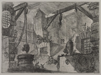 Giovanni Battista Piranesi (Italian, Venetian, 1720–1778). <em>Invenzioni Capric di Carceri; Hind 13, First State of Three</em>, ca. 1749. Etching on laid paper, 16 1/16 x 21 11/16 in. (40.8 x 55.1 cm). Brooklyn Museum, Frank L. Babbott Fund and Carll H. de Silver Fund, 37.356.11 (Photo: , 37.356.11_PS9.jpg)