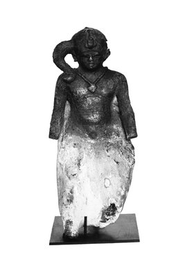  <em>Statuette of the Child Horus</em>, 4th-3rd century B.C.E. Bronze, plaster, 5 3/8 x 2 5/8 in. (13.7 x 6.6 cm). Brooklyn Museum, Charles Edwin Wilbour Fund, 37.364E. Creative Commons-BY (Photo: Brooklyn Museum, 37.364E_NegA_glass_bw_SL4.jpg)