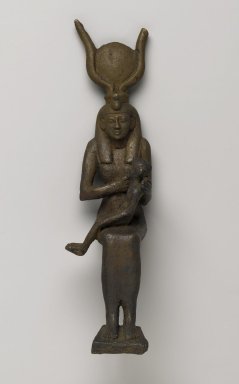  <em>Statue of Isis Nursing the Child Horus</em>, 664–332 B.C.E. Bronze, 10 7/16 x 2 11/16 x 3 7/16 in. (26.5 x 6.9 x 8.8 cm). Brooklyn Museum, Charles Edwin Wilbour Fund, 37.371E. Creative Commons-BY (Photo: Brooklyn Museum, 37.371E_PS2.jpg)