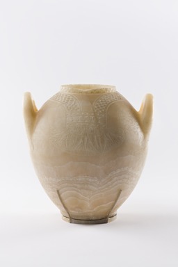  <em>Jar with Floral Collar in Relief</em>, ca. 1292–1190 B.C.E. Egyptian alabaster (calcite), 11 1/4 × 9 13/16 × 11 1/8 in. (28.5 × 25 × 28.3 cm). Brooklyn Museum, Charles Edwin Wilbour Fund, 37.386E. Creative Commons-BY (Photo: Brooklyn Museum, 37.386E_overall_PS22.jpg)