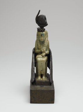 Egyptian. <em>Isis Nursing Horus</em>, ca. 712-525 B.C.E. Egyptian alabaster (calcite), bronze, 7 3/8 x 2 1/4 x 5 5/16 in. (18.7 x 5.7 x 13.5 cm). Brooklyn Museum, Charles Edwin Wilbour Fund, 37.400Ea-c. Creative Commons-BY (Photo: Brooklyn Museum, 37.400E_front_PS2.jpg)