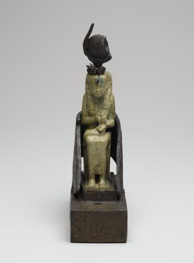 Egyptian. <em>Isis Nursing Horus</em>, ca. 712–525 B.C.E. Egyptian alabaster (calcite), bronze, 7 3/8 x 2 1/4 x 5 5/16 in. (18.7 x 5.7 x 13.5 cm). Brooklyn Museum, Charles Edwin Wilbour Fund, 37.400Ea-c. Creative Commons-BY (Photo: Brooklyn Museum, 37.400E_front_PS2.jpg)