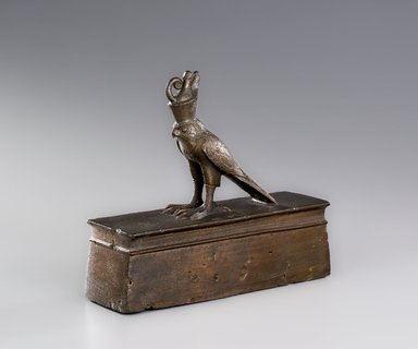  <em>Falcon Coffin</em>, 664–332 B.C.E. Bronze, animal remains, linen, 7 1/8 × 6 5/8 × 2 1/8 in. (18.1 × 16.8 × 5.4 cm). Brooklyn Museum, Charles Edwin Wilbour Fund, 37.416Ea-b. Creative Commons-BY (Photo: Brooklyn Museum (Gavin Ashworth,er), 37.416Ea-b_Gavin_Ashworth_photograph.jpg)