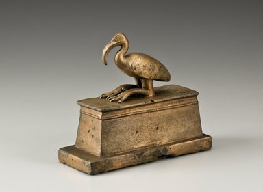  <em>Ibis Coffin</em>, 664–30 B.C.E. Bronze, 5 1/4 x 2 1/2 x 6 in. (13.3 x 6.4 x 15.2 cm). Brooklyn Museum, Charles Edwin Wilbour Fund, 37.417E. Creative Commons-BY (Photo: Brooklyn Museum (Gavin Ashworth,er), 37.417E_Gavin_Ashworth_photograph.jpg)