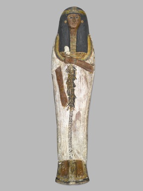  <em>Coffin of the Lady of the House, Weretwahset, Reinscribed for Bensuipet Containing Face Mask and Openwork Body Covering</em>, ca. 1292–1190 B.C.E. Wood, pigment (fragments a, b); Cartonnage, wood (fragment c); Cartonnage (fragment d)
, 37.47Ea-b Box with Lid in place: 25 3/8 x 19 11/16 x 76 3/16 in. (64.5 x 50 x 193.5 cm). Brooklyn Museum, Charles Edwin Wilbour Fund, 37.47Ea-d. Creative Commons-BY (Photo: Brooklyn Museum, 37.47Ea-b_PS1.jpg)