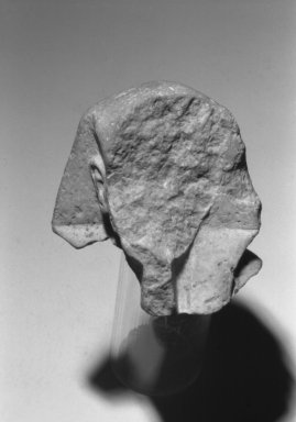  <em>Fragmentary Shabti</em>, ca. 1352-1336 B.C.E. Limestone, 3 1/2 x  greatest width 3 1/4 in. (8.9 x 8.3 cm). Brooklyn Museum, Charles Edwin Wilbour Fund, 37.556. Creative Commons-BY (Photo: Brooklyn Museum, 37.556_bw.jpg)