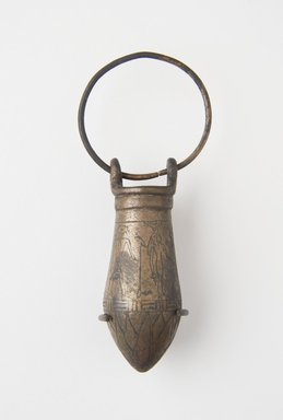  <em>Situla with Religious Scenes in Raised Relief</em>, 305-30 B.C.E. Bronze, 2 13/16 x Diam. 1 in. (7.1 x 2.6 cm). Brooklyn Museum, Charles Edwin Wilbour Fund, 37.578E. Creative Commons-BY (Photo: Brooklyn Museum, 37.578E_front_PS11.jpg)